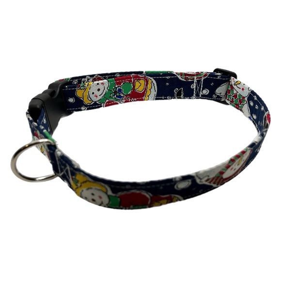 1” Christmas Dog Collar - Blue/Snowmen - Picture 2 of 3